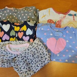 Colorful Heart and Polka Dot 12m Girls Footie Pajamas By CARTER'S EUC.